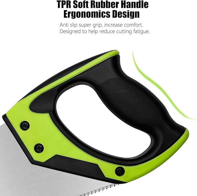 14 Inch Wood Hand Saw, 11 TPI Universal Handsaw Non-slip Ergonomic Handle Rustproof Wood Saw
