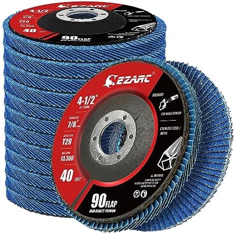 EZARC Zirconia Flap Discs 40 Grit, 4-1/2 x 7/8-Inch, Type 29, 12-Pack