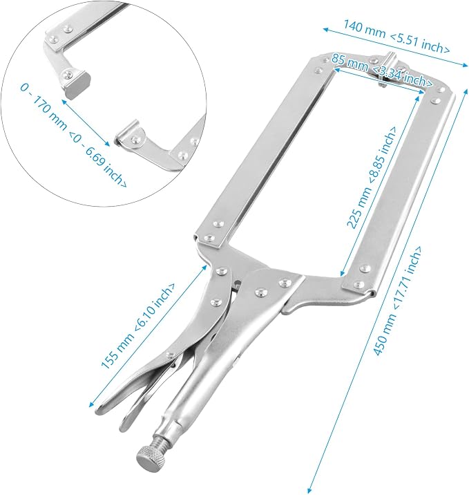 4 PCS 18 Inches C-clamp Locking Pliers with Swivel Pads, Locking Clamp Pliers, Welding Clamps for Wood Working and Welding