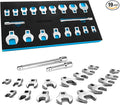 DURATECH 3/8" Drive Crowfoot Wrench Set with 2 Extension Bars, SAE & Metric, 19-Piece, 10-22mm & 3/8"-7/8", CR-V Steel, with EVA Foam Tool Organizer