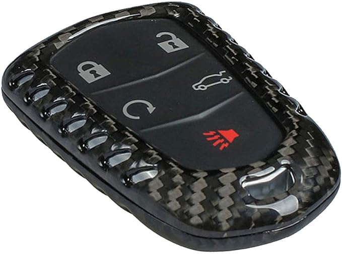 Genuine Carbon Fiber Key Fob Cover For Cadillac ATS Coupe ATS-L ATS-V CT6 CTS CTS-V Escalade ESV SRX XT4 XT5 XT6 XTS Smart Car Remote Key Fob Case For Men Women - For Shield Logo Back - Black