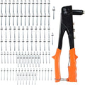 BDZMC Rivet Gun, Manual Professional Hand Riveter, 3/32", 1/8", 5/32", 3/16" Rivets, Heavy Duty Pop Car Rivet Gun Kit for Metal, Plastic and Leather