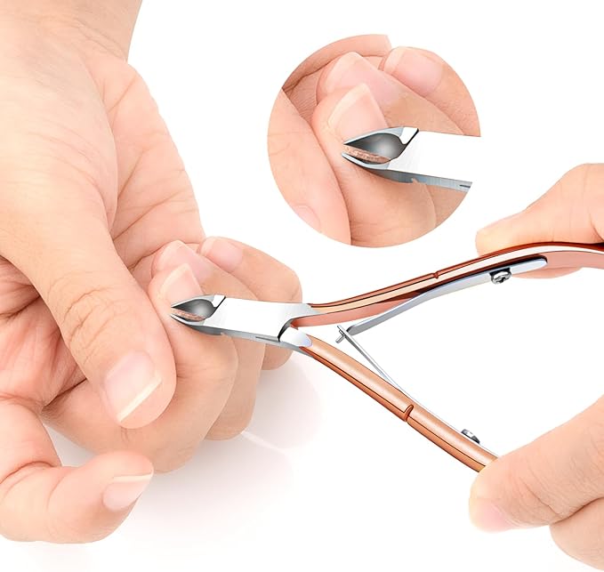 4 Packs Cuticle Nipper, Premium Stainless Steel Cuticle Trimmer for Manicure & Pedicure at Home/Spa/Salon[Rose Gold]
