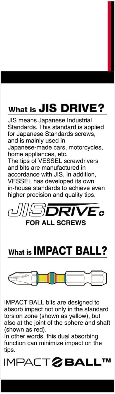 VESSEL JISDRIVE Impact Ball Torsion Bit 33PC. Set, No. IB33JSP01U Made in Japan (Cross Point Tip Set)