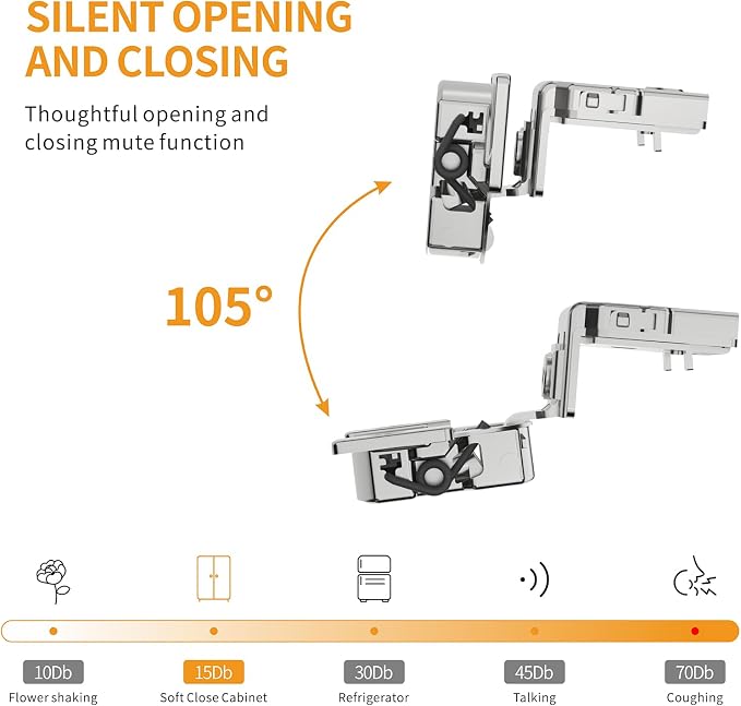 Chibery 2 Pack 1-5/16" Overlay 4D Soft Close Concealed Hinges for Face Frame Door, Adjustable Closing Speed, Smooth Slow Self Close Hinges, Satin Nickel, 105° Open Angle Stainless Steel Cabinet Hinges