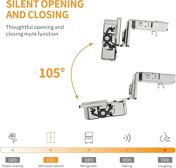 Chibery 50 Pack 1-5/16" Overlay 4D Soft Close Concealed Hinges for Face Frame Door, Adjustable Closing Speed, Smooth Slow Self Close Hinges, Satin Nickel, 105° Open Angle Stainless Steel Cabinet Hinge