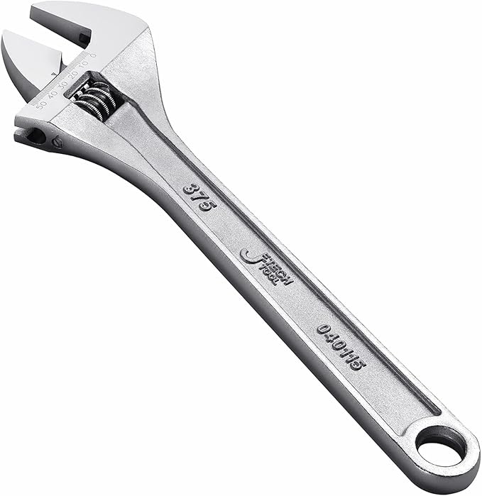 Jetech 15-Inch Adjustable Wrench, Professional Heavy Duty, Chrome Vanadium Steel, Shifter Spanner with Inch/Metric Scale, Wide Caliber Opening, Rust-Resistant Finish
