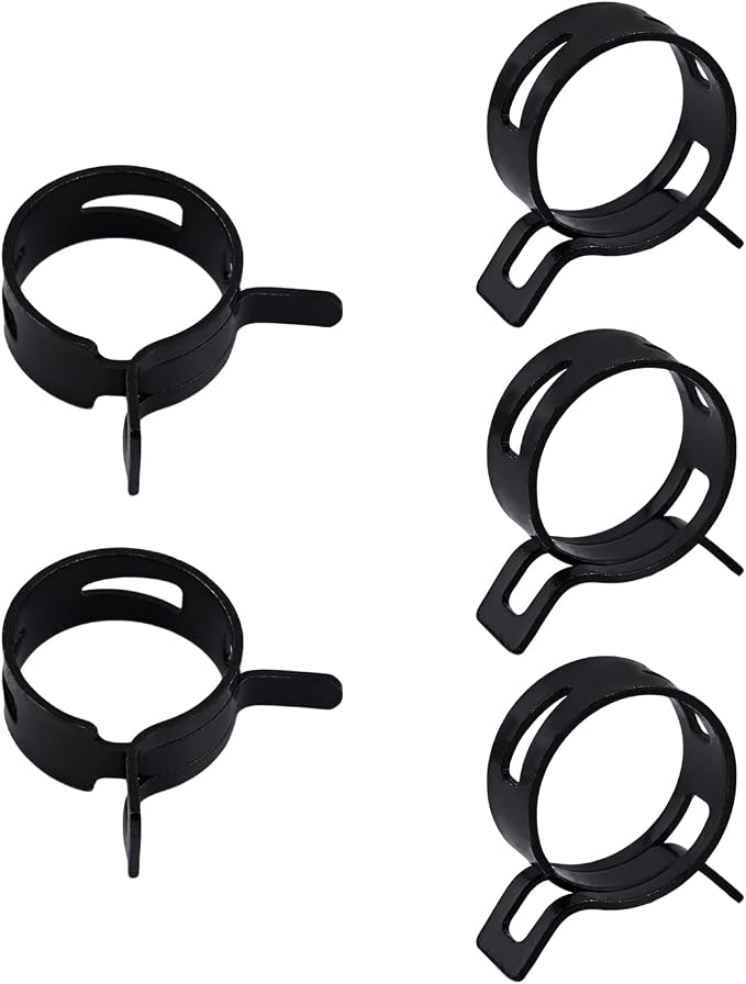 5pcs 1.02" ID Constant Tension Band Hose Clamps, 26mm Spring Band Type Action Hose Clamp Manganese Steel Fuel Line Clamp Low Pressure Air Clip Clamp for Fuel Hose Line Water Pipe Air Tube black