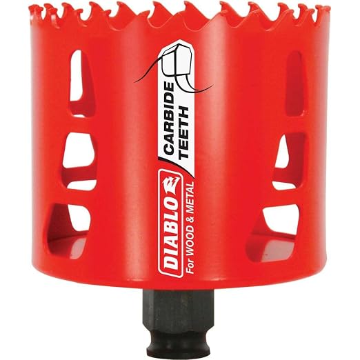 Diablo Carbide Teeth Hole Saw for Wood and Metal - Fits with Snap-Lock Plus Mandrel System, Tool-Free Plug Ejection - 3-1/4" Diameter, 2-3/8" Length - DHS3250CT