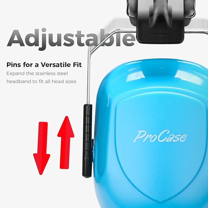 ProCase Noise Reduction Ear Muffs, Sound Proof Ear Protection, NRR 28dB Noise Cancelling Headphones for Adults Kids Autism, Hearing Protection for Shooting Gun Range Mowing -Pure Blue