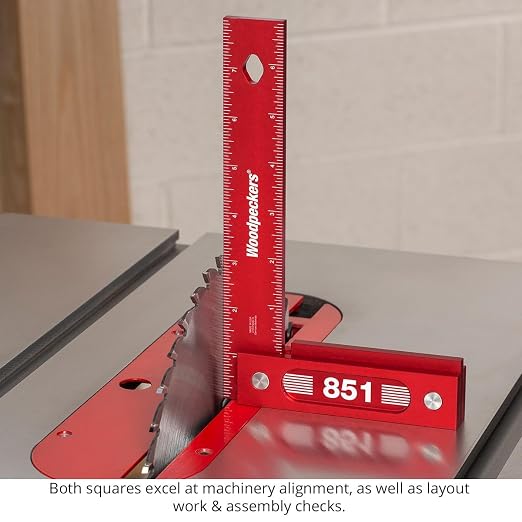 Woodpeckers Precision Woodworking Square, 6 Inch, Aluminum, USA Made, Feature Packed Square, Self Standing, Shoulder Lip, Laser Engraved Scales