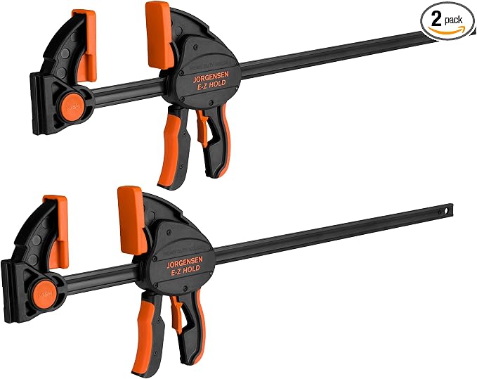 Jorgensen E-Z Hold 800LBS Heavy Duty Clamps, 24 Inch 2-Pack Expandable Clamp/Spreader, One Hand Bar Clamps, Trigger Clamp, Bar Clamps for Woodworking