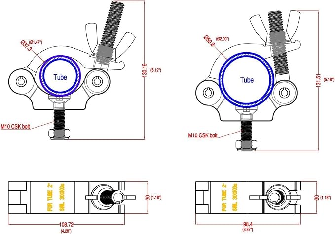 MFL. Heavy Duty Truss Clamp, 660 lb Aluminum Alloy DJ Light Clamps, Fits 1.5-2.0 Inch Truss for Stage Lighting Projector Par Lights, TUV Certificated ID: 50393001, Black, Pack of 4