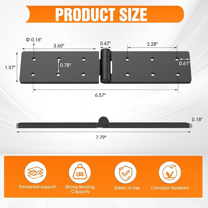 Heavy Duty Hinges 270 Degree Folding Hinge for Bifold Doors, Double-Layer Black Iron Table Cabinet Hinge 4PCS