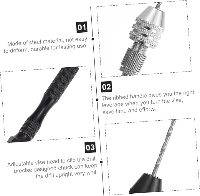Angoily 3sets Hand Drills for Jewelry Making Twisted Drill Bits Pin Vise Tool Compact and Portable for Crafting