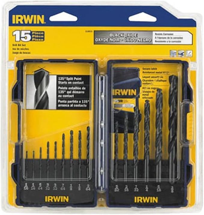 IRWIN Tools Black Oxide Drill Bit Set, 15-Piece (314015)