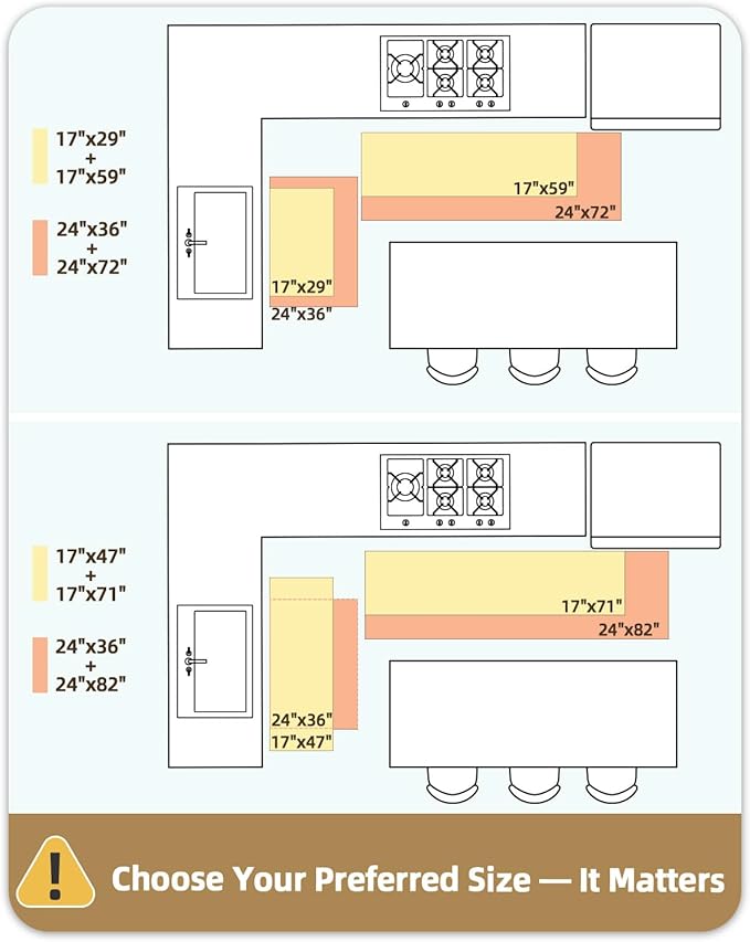 Color&Geometry 2PCS Kitchen Rugs and Mats Non Slip Washable, Absorbent Kitchen Runner, Easy to Clean Kitchen Floor Mats for in Front of Sink, Laundry Room, Hallway, 17"x29"+17"x59", Greige