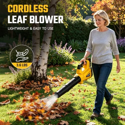 Leaf Blower Cordless - 735CFM Electric Leaf Blower with 2 * 4.0Ah Batteries and Charger, 6 Speed 21V Powerful Blowers for Garden Lawn Care Patio Blowing Leaves Dust Snow Gift for Men