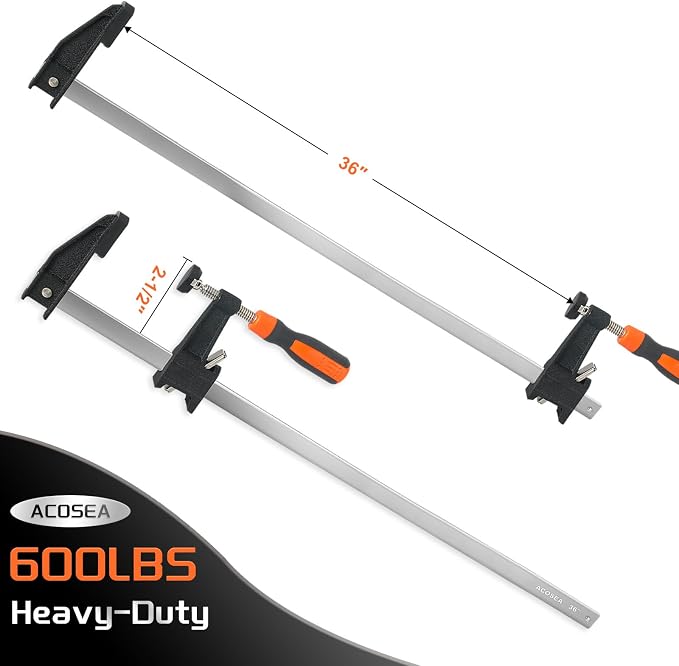 ACOSEA Woodworking Clamps,4-Pack 36 Inch Long Bar Clamps Heavy Duty Adjustable and Release Quickly,Wood Clamp Throat Depth 2.5 Inch Clamps Force 600 Lbs
