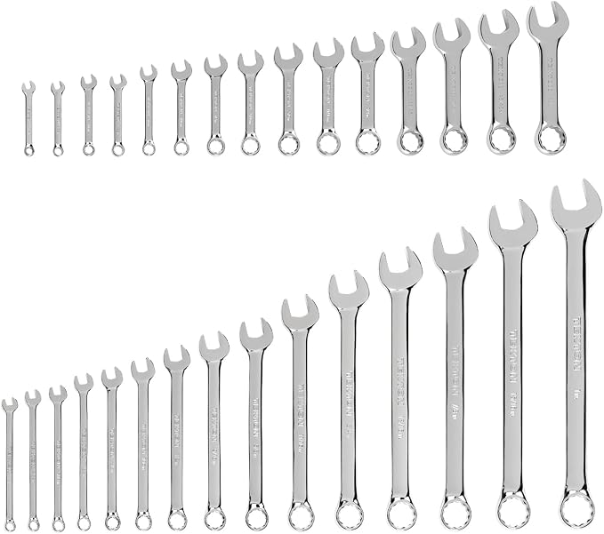 TEKTON Stubby and Standard Combination Wrench Set, 30-Piece | WCB90910 | (1/4 - 1 in.), Chrome Finish