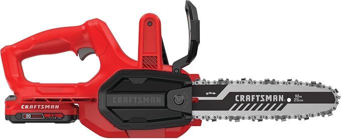 CRAFTSMAN Mini Chainsaw, 10 inch Mini Chainsaw Cordless, Electric Chain Saw, V20 Battery and Charger Included, Handheld Tree Trimmer Wood Cutter (CMCCS610D1)