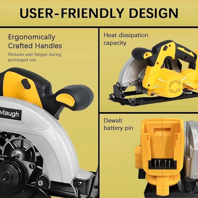 7-1/4 Inch Cordless Circular Saw Compatible with 20V MAX Battery (NO Battery) 5300 RPM Brushless Motor, 6-1/2" Depth Cut, 0-50° Bevel, Electric Brake, with 2 Blades & Carry Case