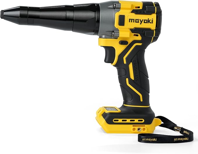 Mayoki Cordless Rivet Gun Compatible with 20V 60V MAX Battery (Tool Only), 2248Lbf Electric Brushless Blind Riveter Tool, Pop Rivet Tool, Heavy Duty Automatic Riveter for 1/8", 5/32", 3/16" Rivets