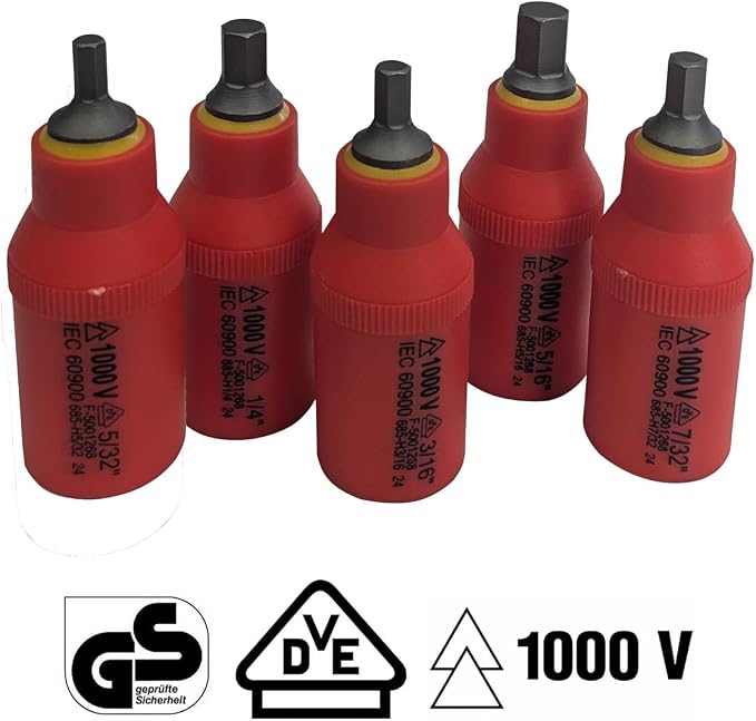 Rhino Tools 1000V Insulated SAE Socket Set | 20 Piece 3/8" Drive | 5 Hex Bits