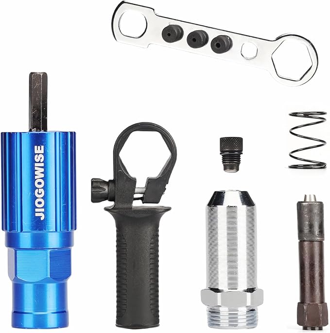 Professional Rivet Gun Adapter Kit,Electric Power Drill Rivet Attachment,Easy Processing for Pop Riveting Work,4 Rivet Heads 2.4mm 3.2mm 4.0mm 4.8mm and 80pcs Rivet Nails