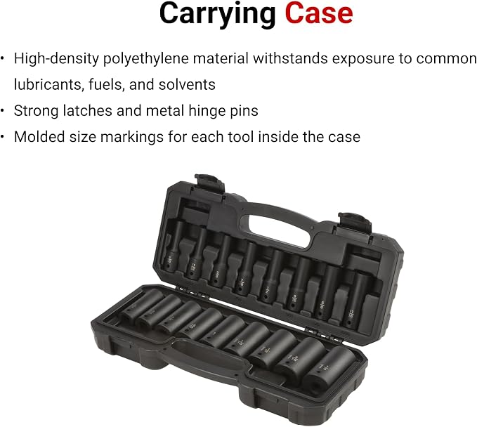 TEKTON 1/2 Inch Drive Impact Socket Set, 17-Piece | SID92305 | (5/16 - 1-1/4 in.), Deep, 6-Point, Case