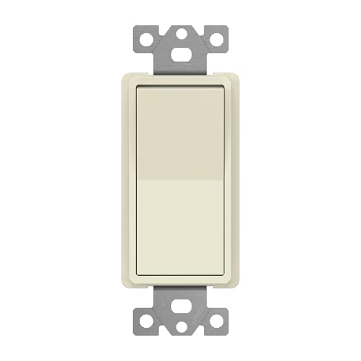 ENERLITES 4-Way Decorator Paddle Rocker Light Switch, Gloss Finish, Clamp Down Wiring, Grounding Screw, Residential Grade, 15A 120V/277V, UL Listed, 94150-LA, Light Almond