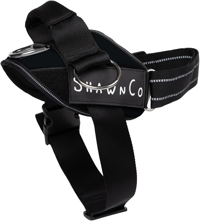 ShawnCo Essential Pro Dog Harness, No-Pull Pet Vest with 3 Leash Clips and Removable, Reflective Side Patches, Adjustable and Padded Harness for Small, Medium and Large Dogs (Midnight, M)