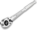 WORKPRO 1/2-Inch Drive Low-Profile Ratchet, 90-Tooth Ratchet Wrench | Quick-Release Socket Wrench for Men Women, Reversible, 4° Swing, CR-MO Compact Drive Head, Full Polished