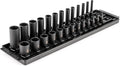 TEKTON 1/4 Inch Drive Impact Socket Set, 26-Piece | SID90203 | (5/32 - 11/16 in.), Shallow and Deep, 12-Point, Socket Rail