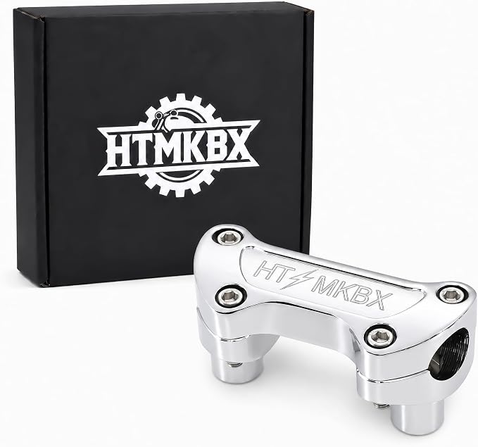 Chrome 1 inch Handlebar Riser Top Clamp Kit, 7075 Aluminum Bar Riser for 1” Handlebars, Fits Harley Touring Sportster Softail Dyna Models