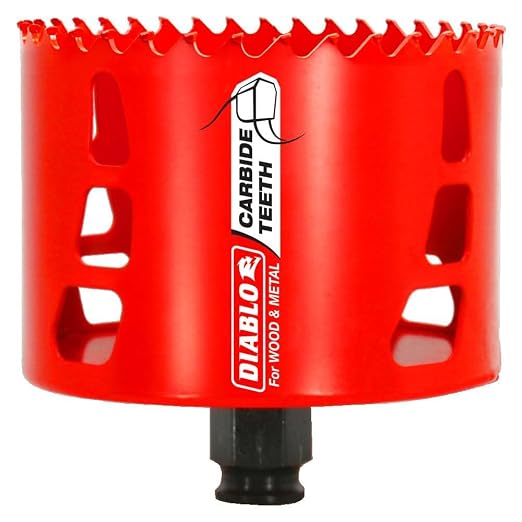 Diablo Carbide Teeth Hole Saw for Wood and Metal - Fits with Snap-Lock Plus Mandrel System, Tool-Free Plug Ejection - 3-5/8" Diameter, 2-3/8" Length - DHS3625CT