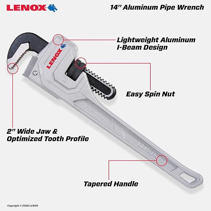 LENOX Aluminum Pipe Wrench, 14 Inch (LXHT90614)