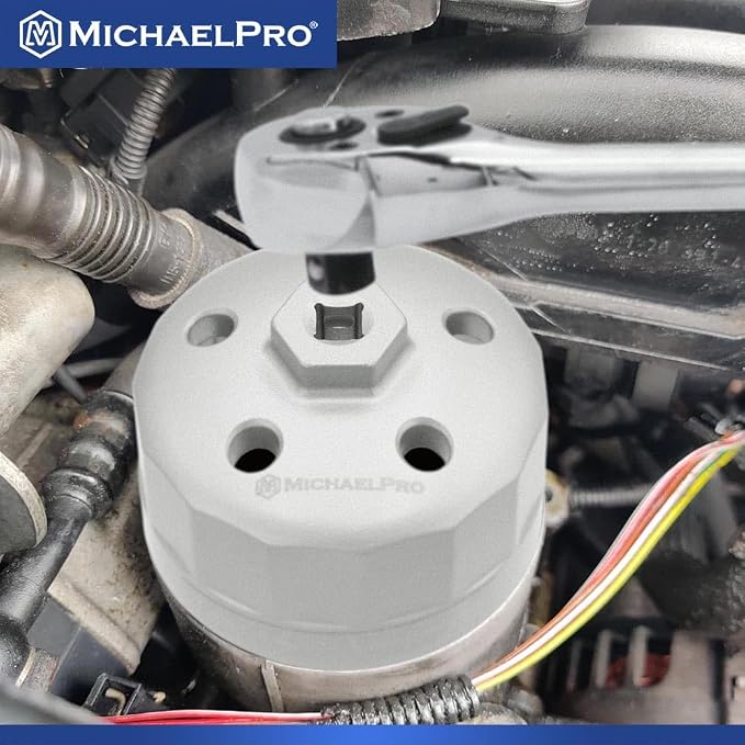 MichaelPro 90.2mm Oil Filter Cap Wrench Compatible with Land Rover (3.0L, 4.2L, 4.4L, 4.6L, 5.0L Gas Engines), 15 flutes, Easily Remove Stubborn Oil Filters | MP009100