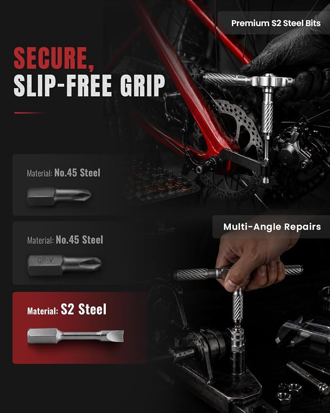 VMAN Ratchet Screwdriver Set, magnetic Screwdriver sets, S2 Steel Bits, DIY Combination Flexible Shaft, Suitable for Furniture Assembly, Precision Electrical Appliance Repair, Bicycle Tools