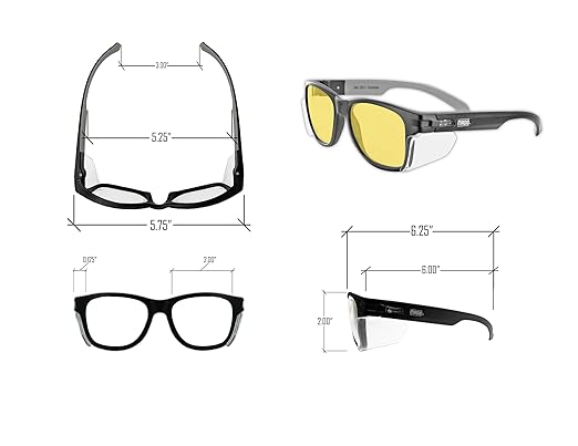 MAGID Y50 Safety Glasses for Construction | Black Frame — 1 Pair, Amber Lens | Side Shields, ANSI Z87.1+, Anti-Fog, Scratch-Resistant, 99.9% UV Protection, Polycarbonate Lens