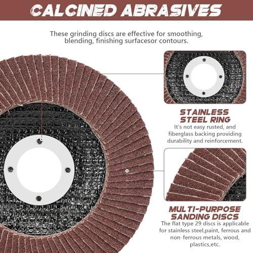 4.5 Inch Flap Discs 40 PCS - Assorted Grit 40 60 80 120 Aluminum Oxide Abrasive Grinding Discs, Angle Grinder Sanding Wheels for Metal Wood