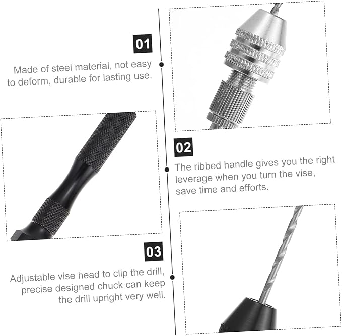 HOMSFOU 2sets Hand Drills Tool Kit Twisted Drill Bits for Jewelry Crafts and Projects Compact Design Vise for