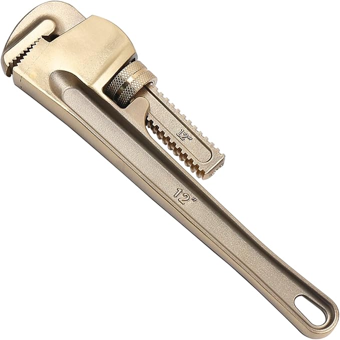 WEDO Pipe Wrench 30 * 250mm,Non-Sparking Pipe Wrench,Spark-Free Straight Plumbing Wrench,Aluminum Bronze