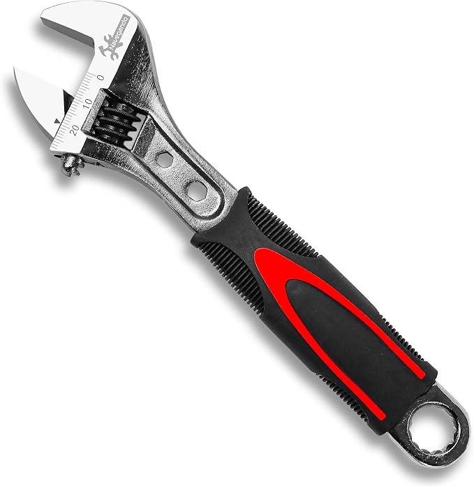 Navegando 8 Inch Adjustable Wrench, High Carbon Steel, Non-Slip Grip | Drop Forged High Carbon Steel 8 Inch Adjustable Wrench, 6-24mm Jaw Opening, Non-Slip Grip for Home DIY & Daily Repair