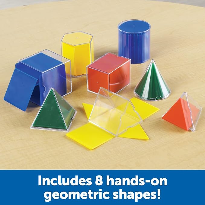Learning Resources Folding Geometric Shapes Set - Classroom Must Haves, Teacher Supplies, Geometry Game, Pattern Blocks, Homeschool, 3d School Figures for Teaching, Math Manipulatives Essentials