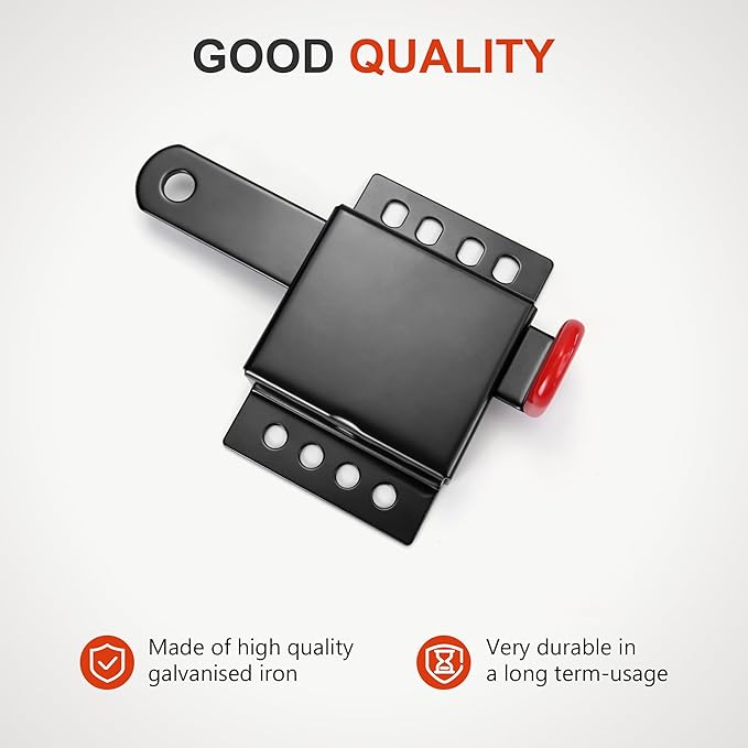 Heavy Duty Standard Garage Door Side Lock Inside Deadlock for Most Garage Door Iron Galvanizing -1 Pack, Black