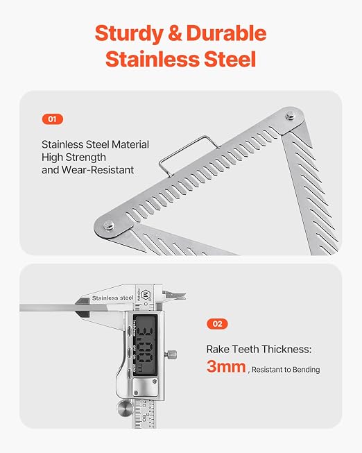 VEVOR 24in Aquatic Weed Rake, 3-Sided Lake Weed Rake with Handle, Portable and Foldable Pond Water Grass Razor, Stainless Steel Throwable Floating Pond Weeds Cutter with 30 ft Rope, for Lakes Ponds
