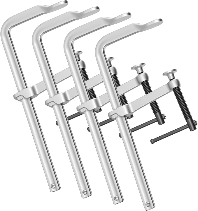 VEVOR Bar Clamps for Woodworking, 4-Pack, 12" Opening, 4.72 in Throat Depth, 1200 lbs Load Limit, Sturdy Steel Forging and Casting, with Swivel Jaw and T-Handle, for Wood Working and Metal Working