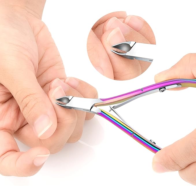 4 Packs Cuticle Nipper, Premium Stainless Steel Cuticle Trimmer for Manicure & Pedicure at Home/Spa/Salon [Rainbow Color]