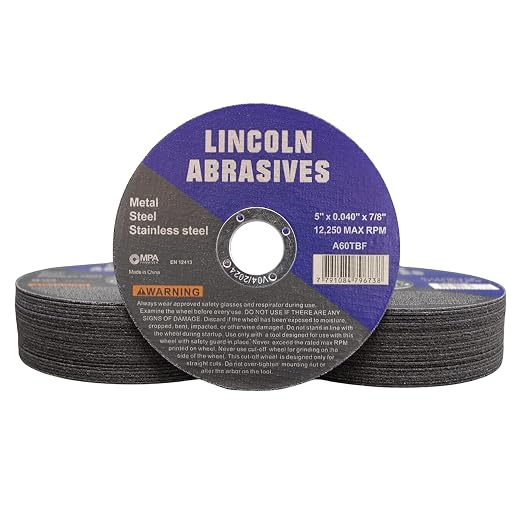 50 Pack 5" Cut-Off Wheels Lincoln Abrasives .040" Metal & Stainless Steel